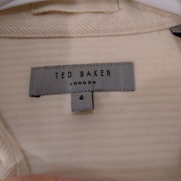 Ted Baker denim shirt mens 4 L Large ivory fleck long sleeve button London - Picture 7 of 11